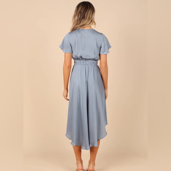 Petal + Pup Amanda Hi-Lo Tie Front Dress Blue Large - Picture 2 of 13